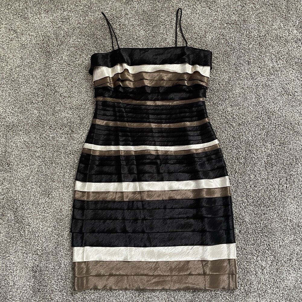 Dressbarn Dress Barn Shiny Tiered Layered Sleeveless Dress Women’s Size 10 - Picture 2 of 11